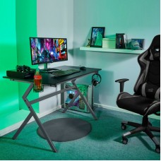 Neo Grey Ergonomic Computer Gaming Office Desk with Headphone Hook Neo Grey Ergonomic Computer Gaming Office Desk with Headphone Hook
